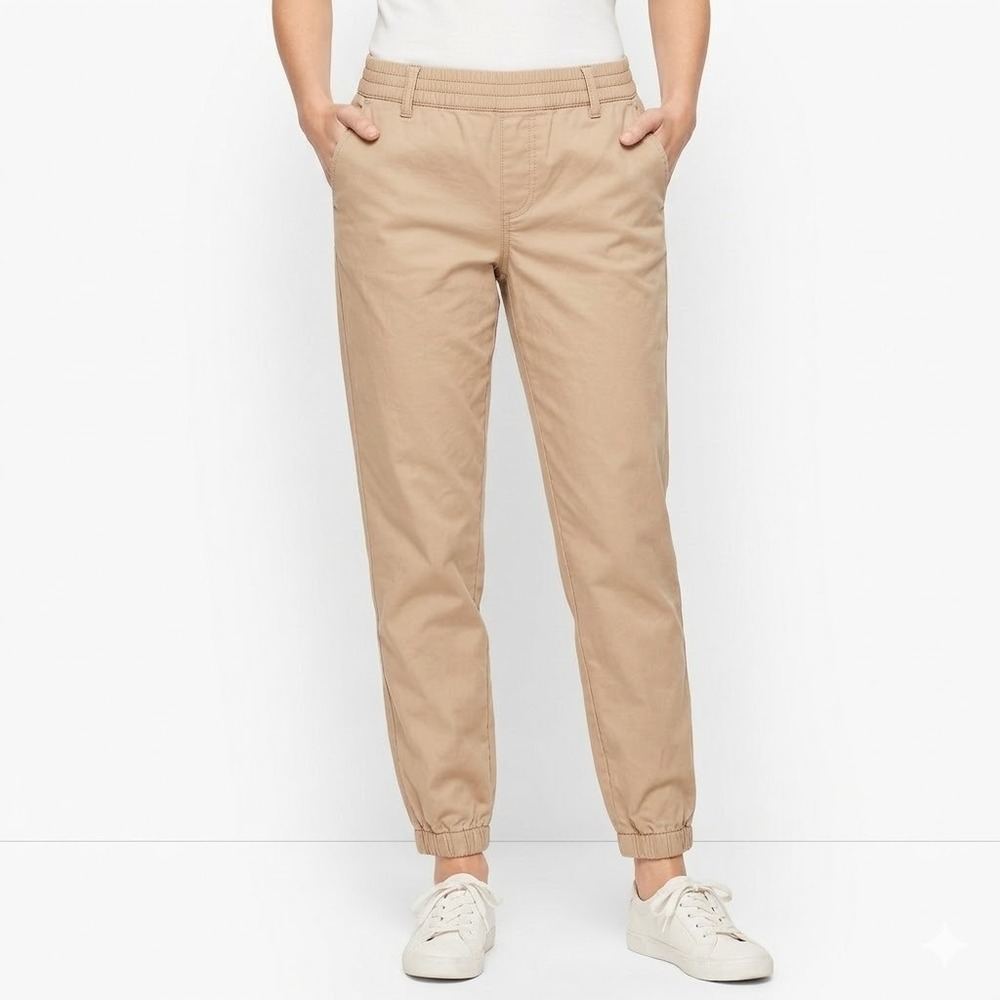 Talbots Premium Tencel Blend Casual Elastic‎ Joggers Beige Woman Size S